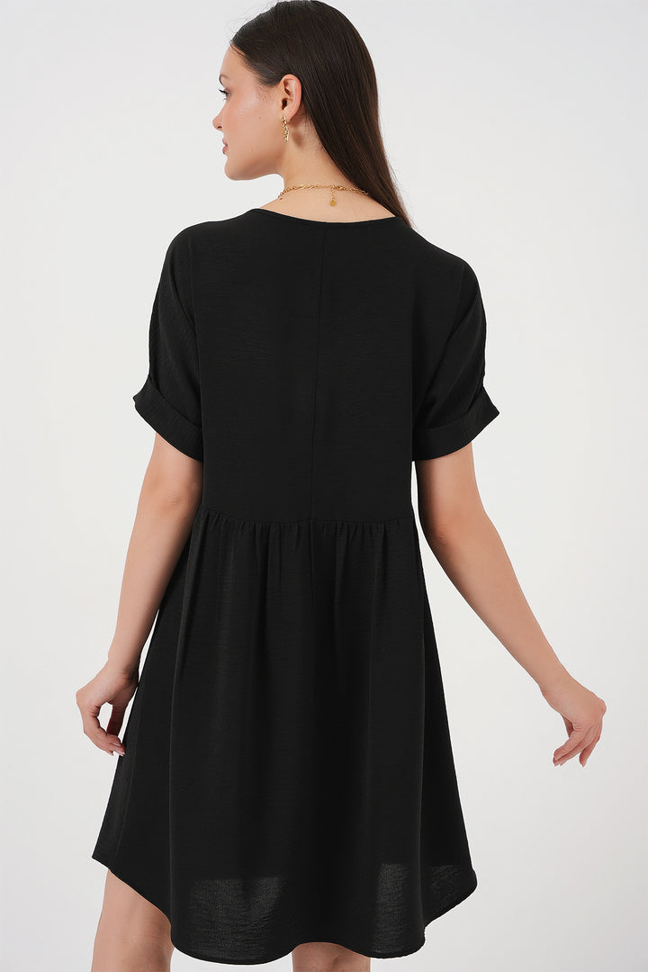 Bigdart Robe à manches courtes en V pour femme 2567 - Noir