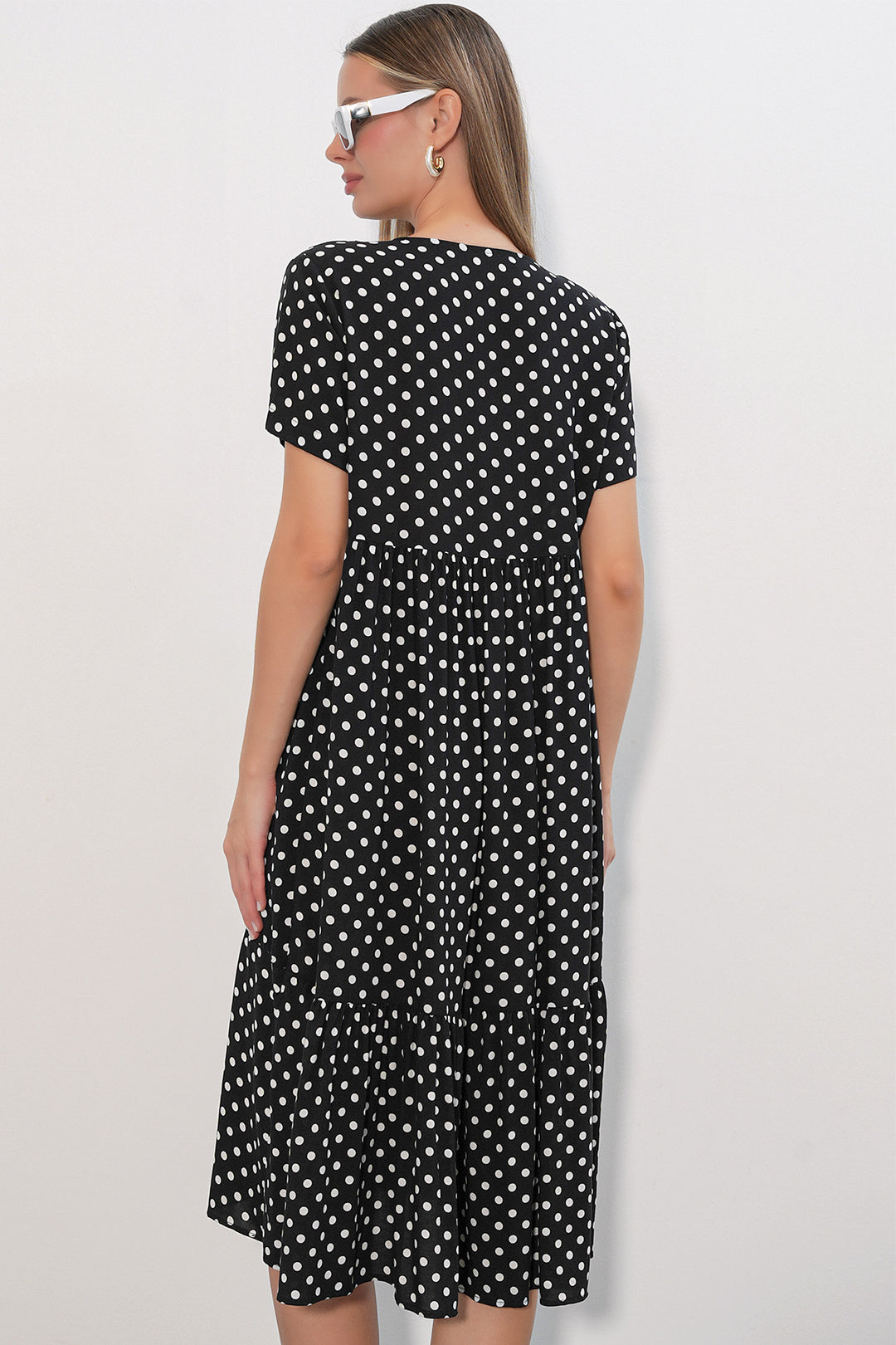 Bigdart Robe Femme à Col en V à Pois 2624 - Noir