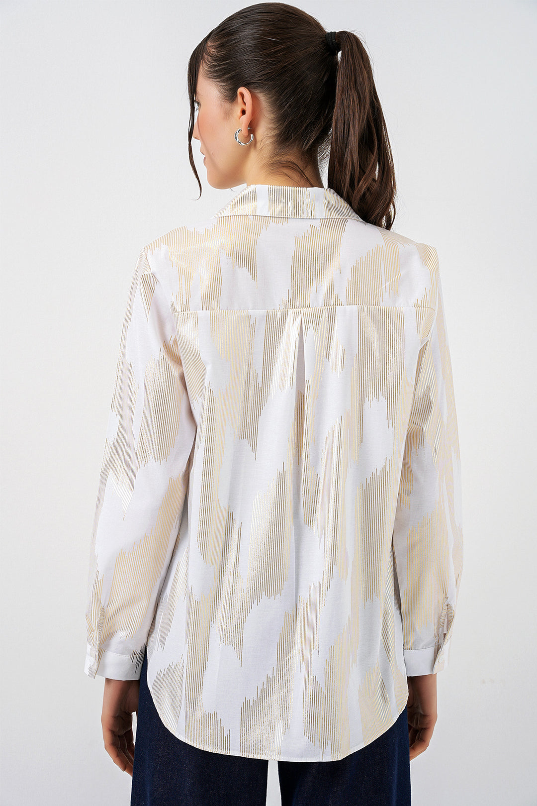 Bigdart Chemise blanche à motifs dorés pour femme 20253 - a.Blanc