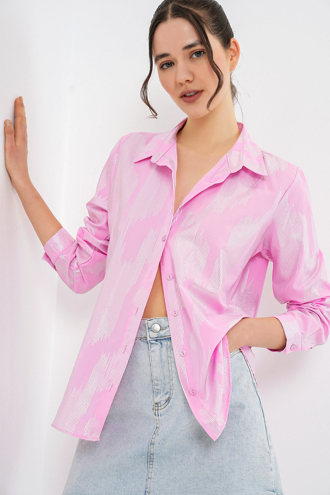 Bigdart Chemisier à motif doré femme 20253 - Rose
