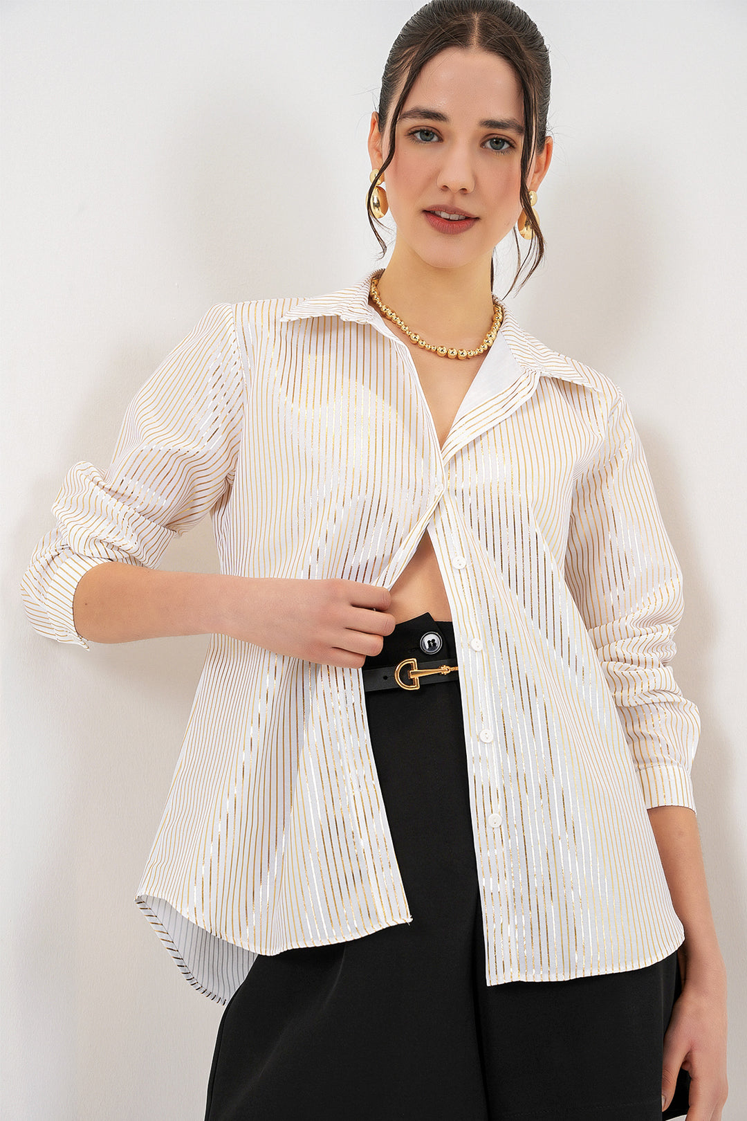 Bigdart Chemisier à motif doré femme 20253 - Doré