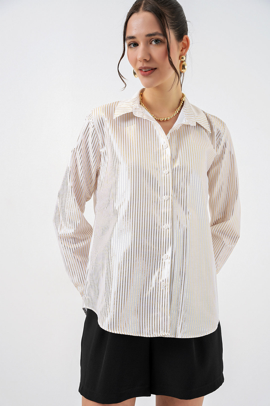 Bigdart Chemisier à motif doré femme 20253 - Doré