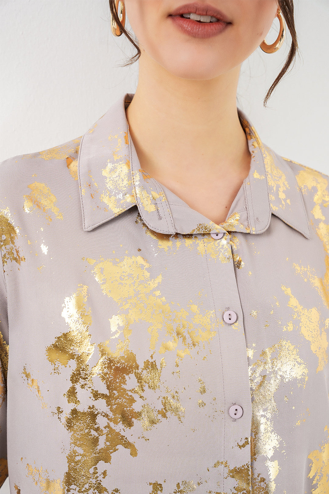 Bigdart Chemisier à motif doré femme 20253 - Jaune doré