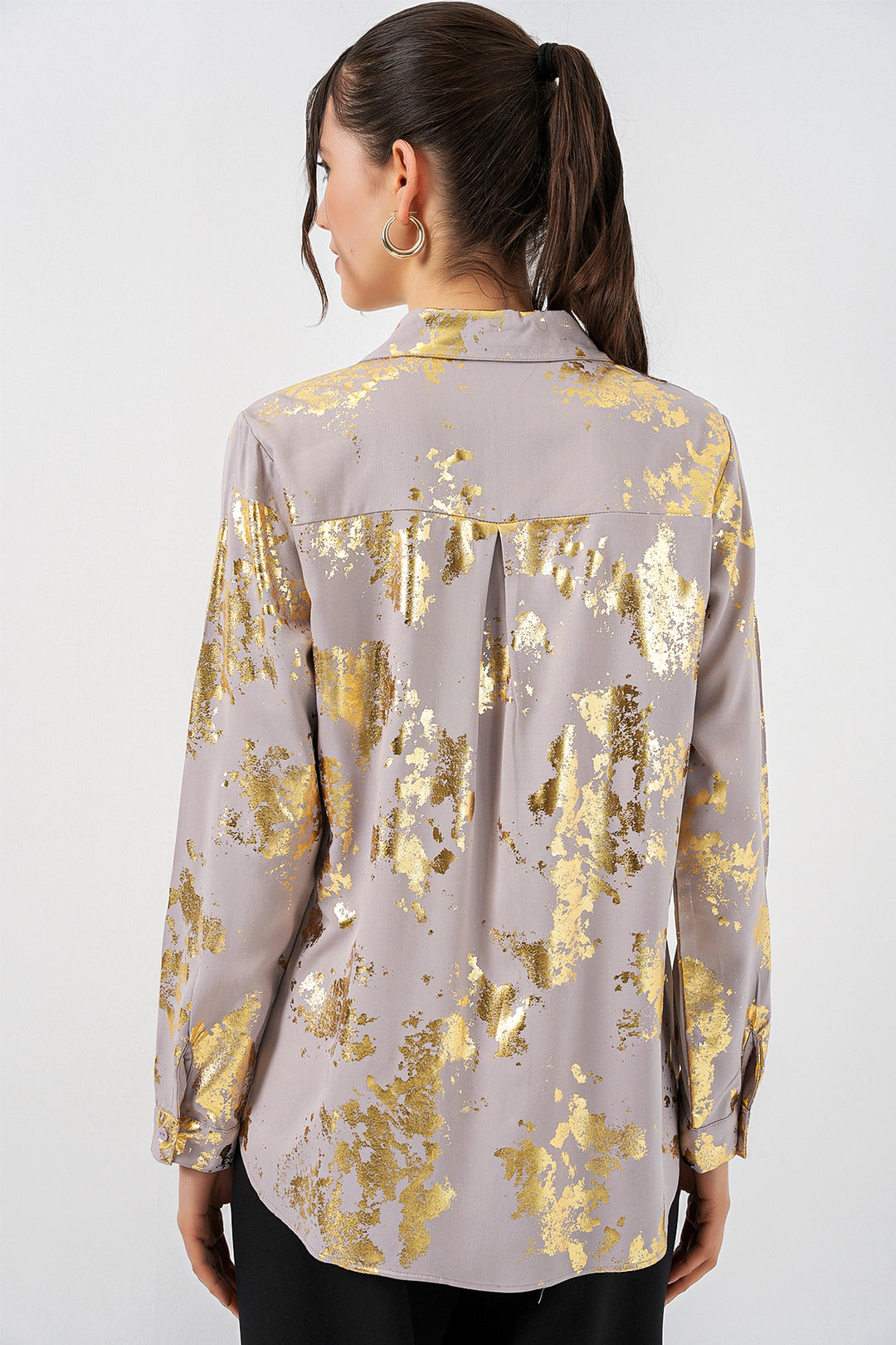 Bigdart Chemisier à motif doré femme 20253 - Jaune doré