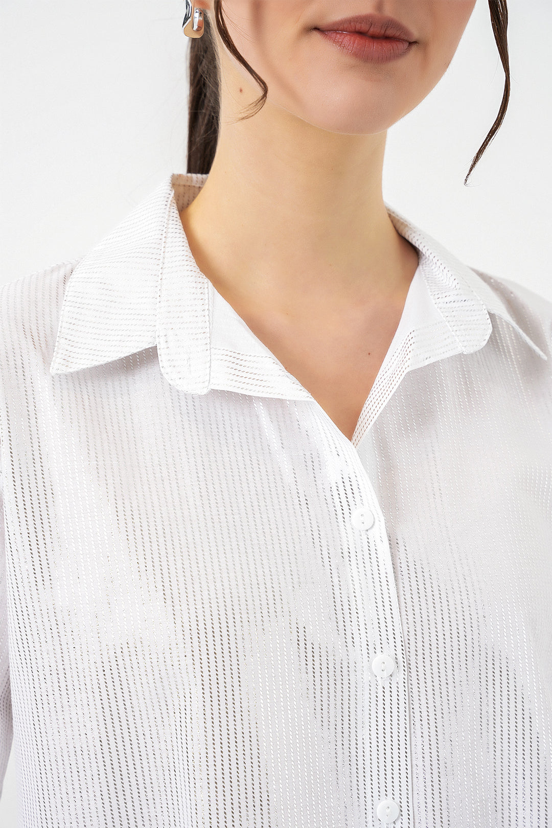 Bigdart Chemisier à motif doré femme 20253 - Blanc