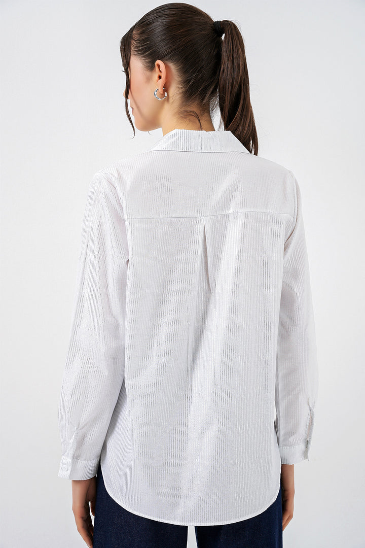 Bigdart Chemisier à motif doré femme 20253 - Blanc