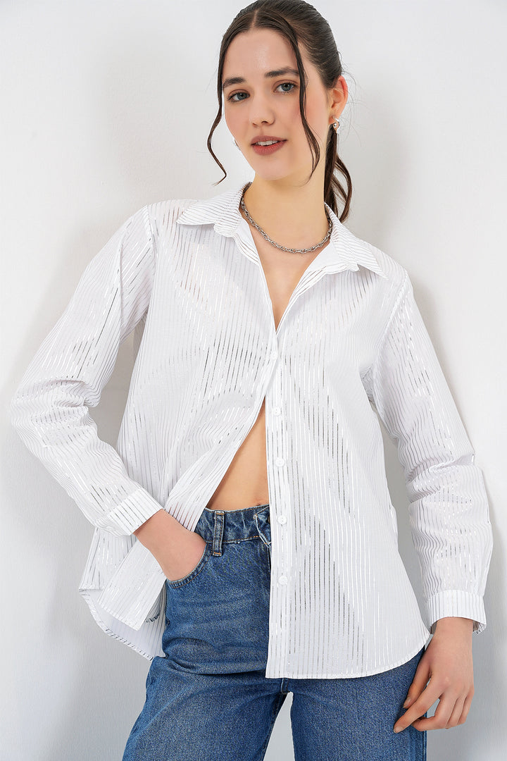 Bigdart Chemisier à motif doré femme 20253 - Argent