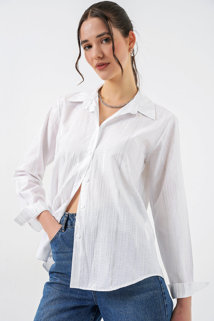Bigdart Femme Chemise Blanche Motif Argent 20253