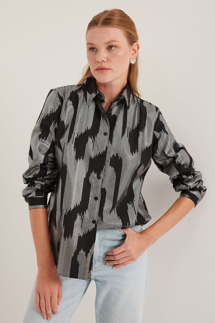 Bigdart Chemise Femme Imprimée en Noir et Argent 20253
