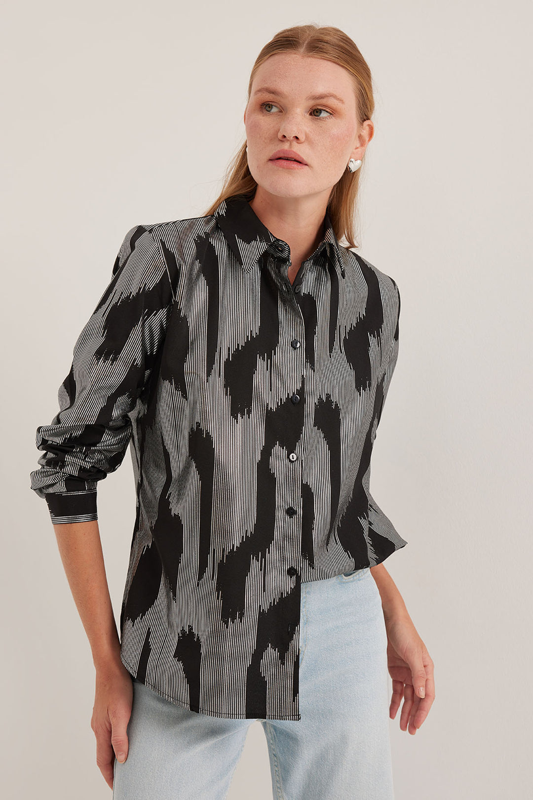 Bigdart Chemise Femme Imprimée en Noir et Argent 20253