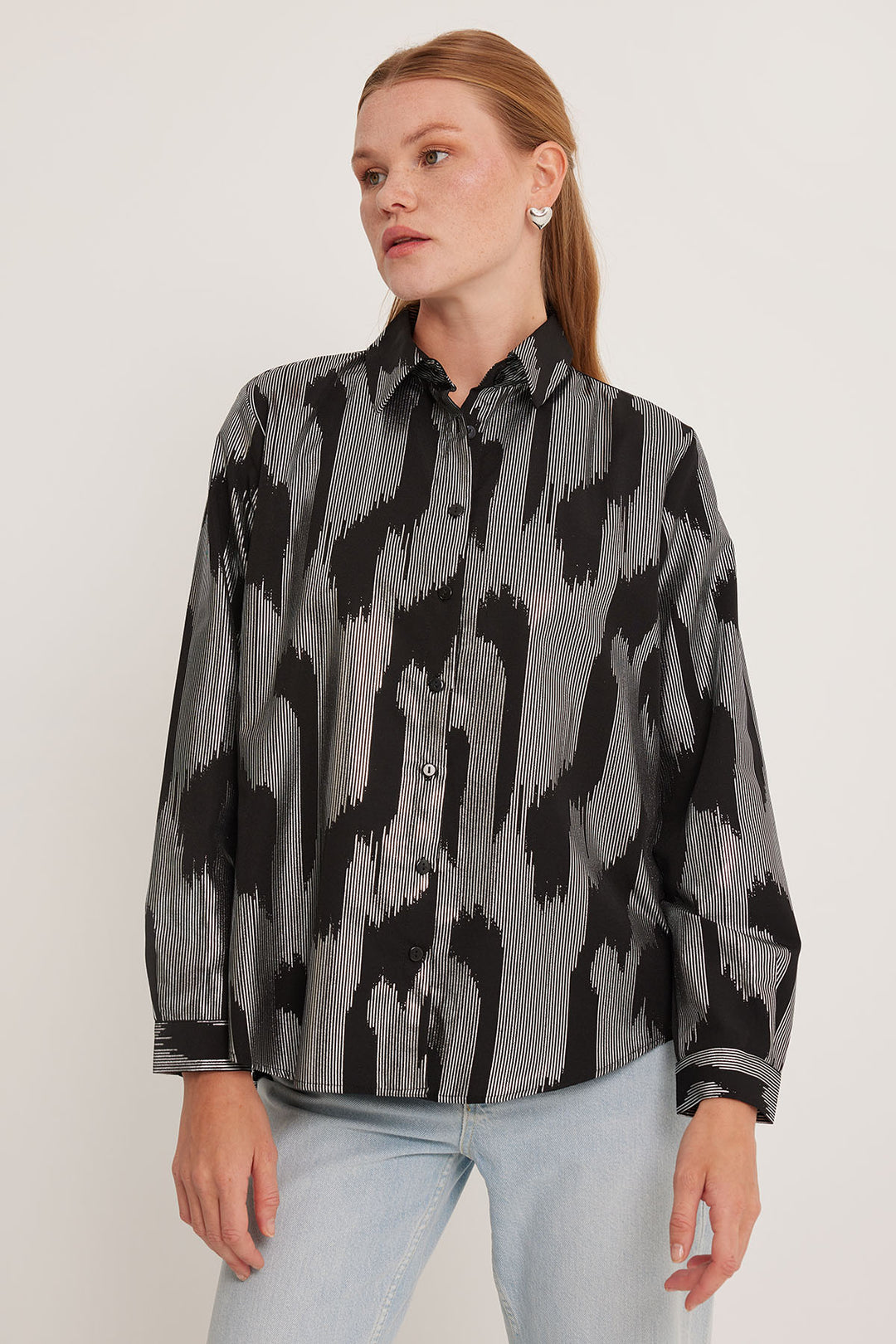Bigdart Chemise Femme Imprimée en Noir et Argent 20253