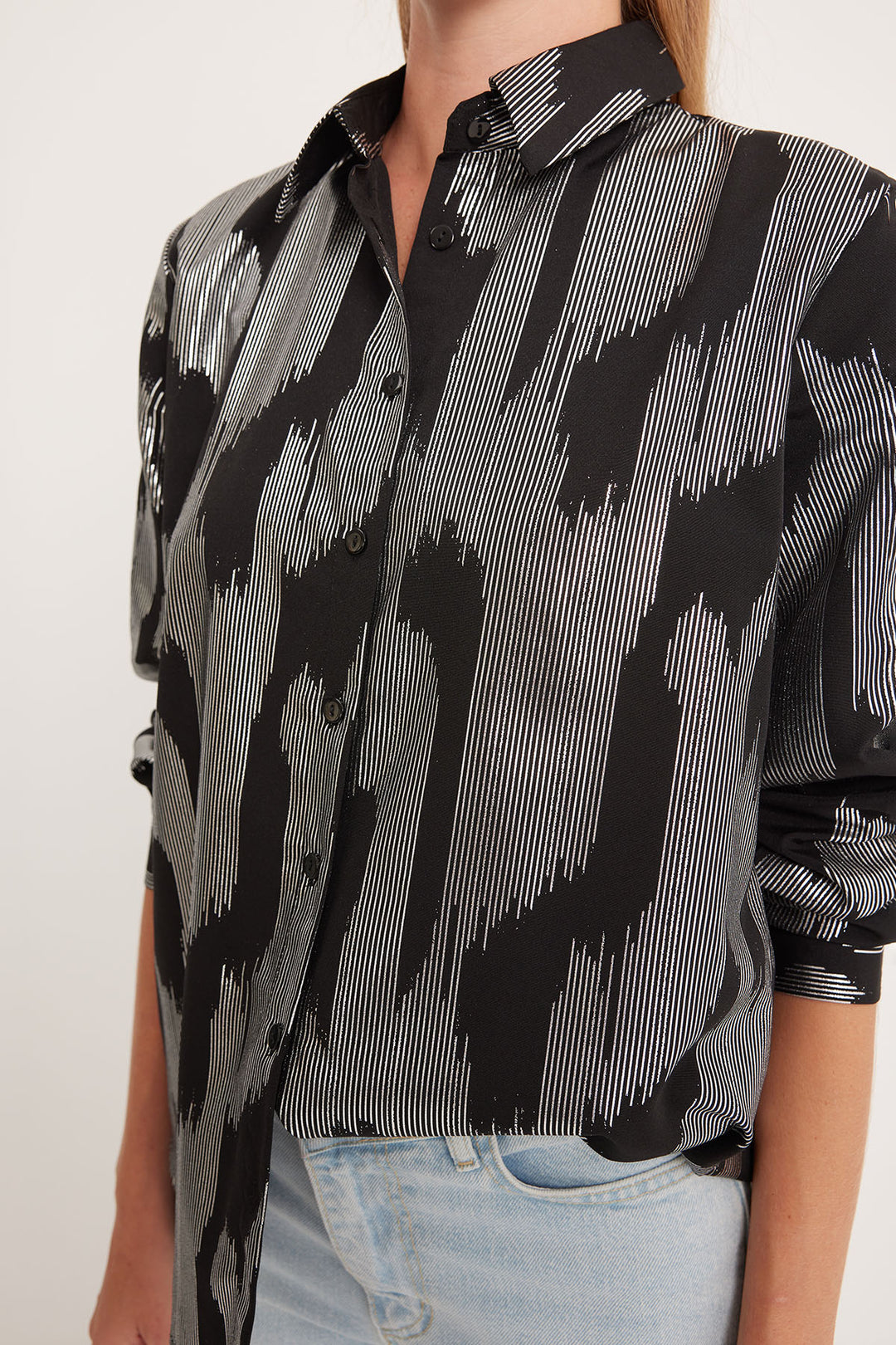 Bigdart Chemise Femme Imprimée en Noir et Argent 20253