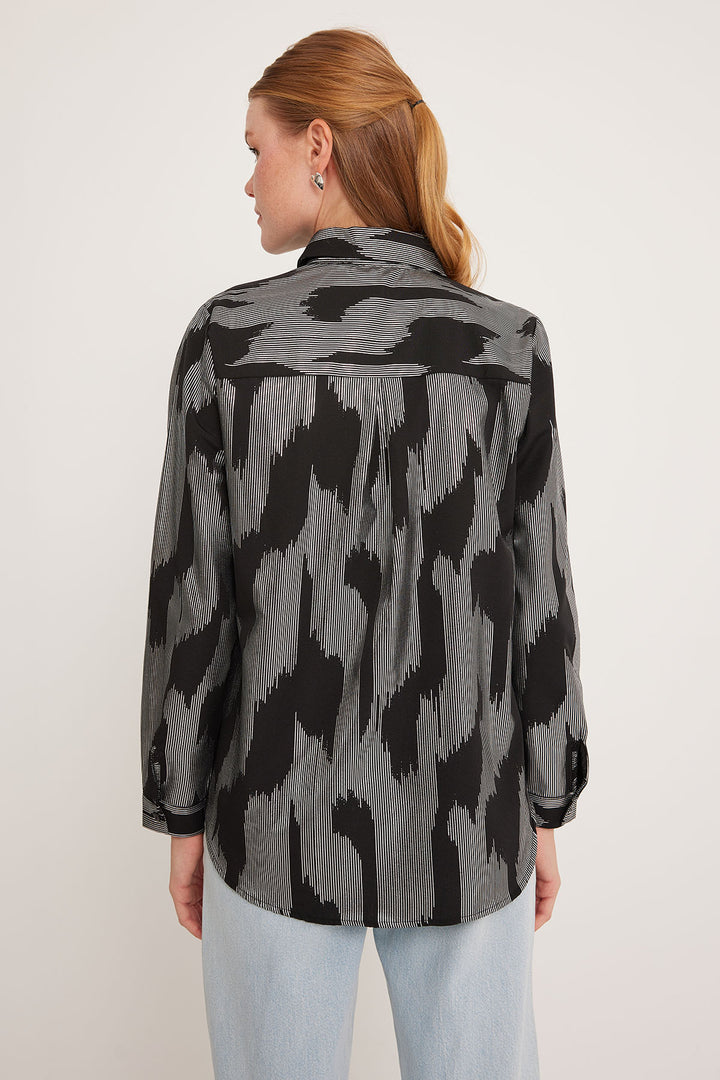 Bigdart Chemise Femme Imprimée en Noir et Argent 20253