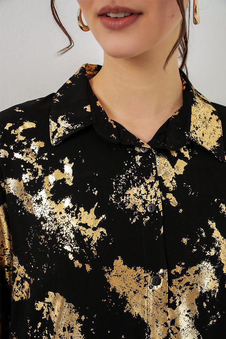 Bigdart Chemisier à motif doré femme 20253 - Noir