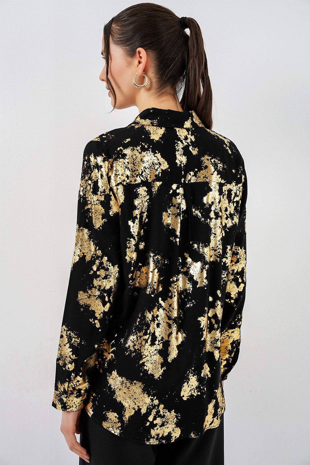 Bigdart Chemisier à motif doré femme 20253 - Noir