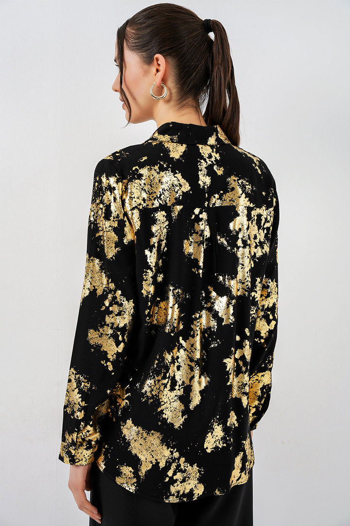 Bigdart Chemisier à motif doré femme 20253 - Noir