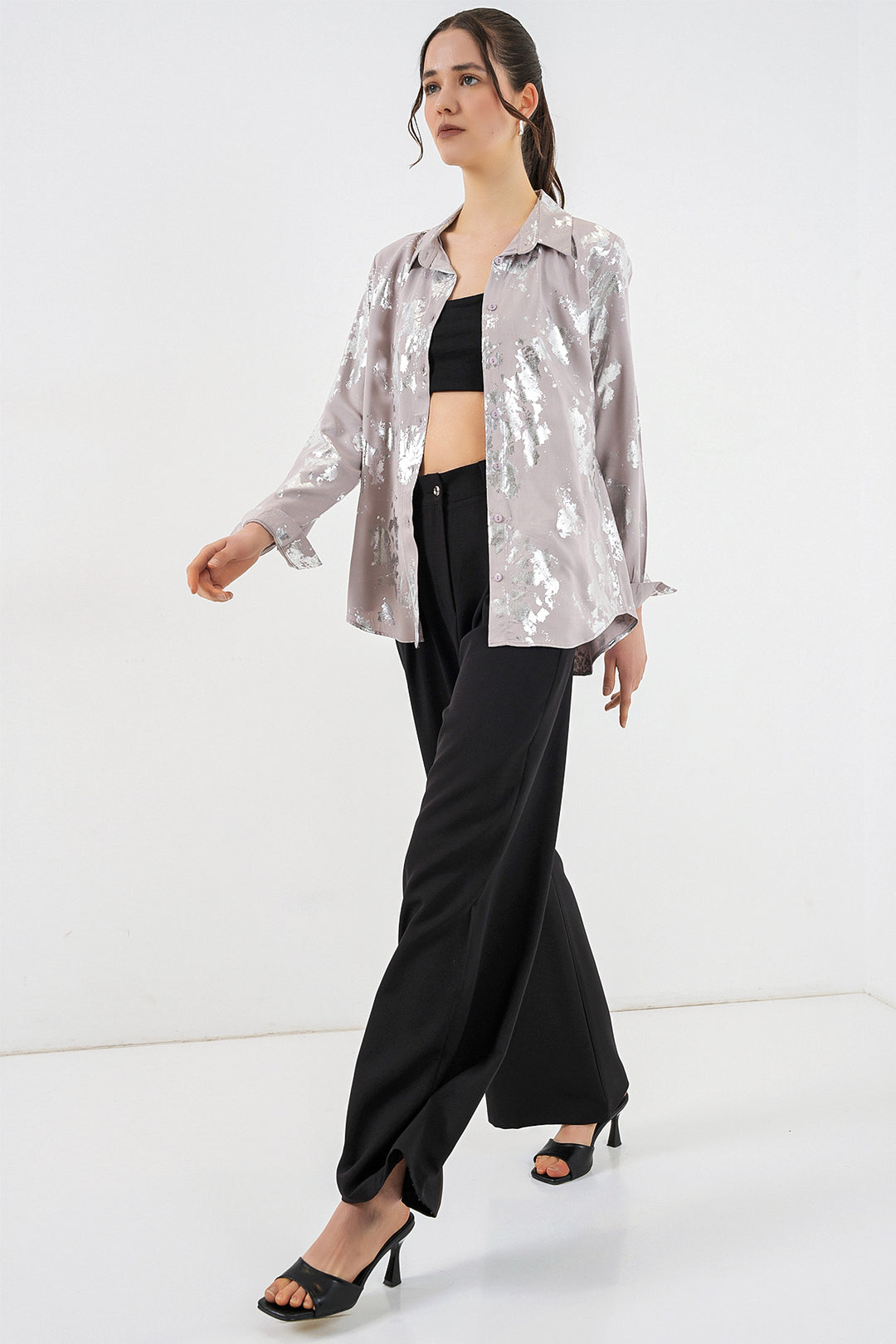 Bigdart Chemisier à motif doré femme 20253 - Argent