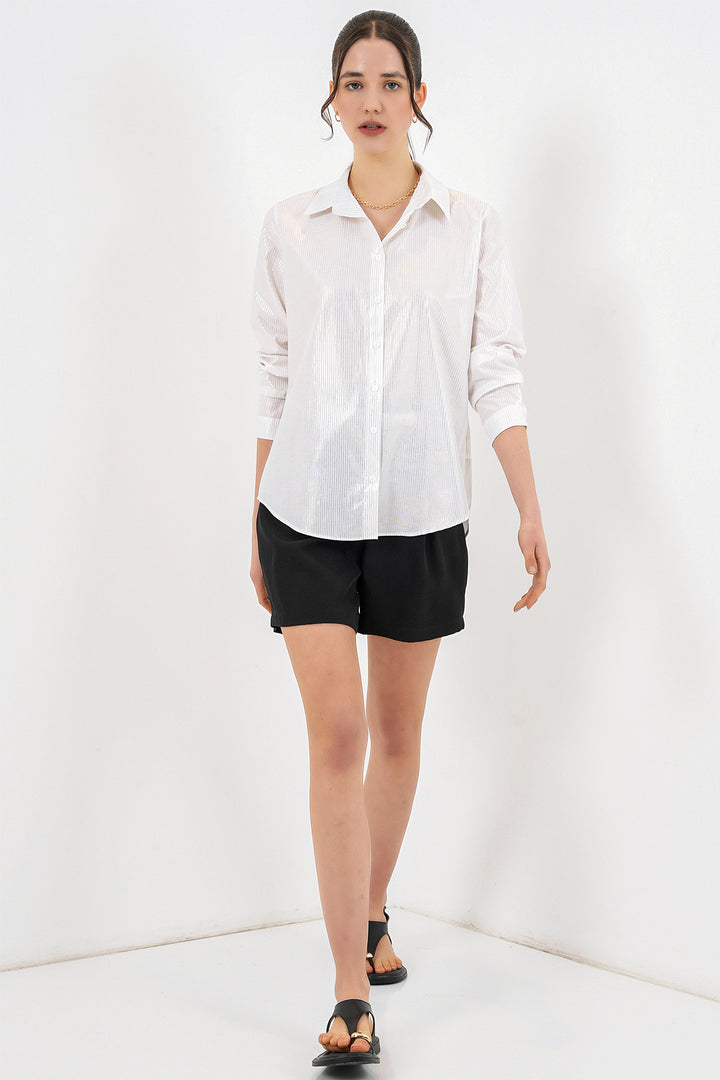Bigdart Chemisier à motif doré femme 20253 - Blanc