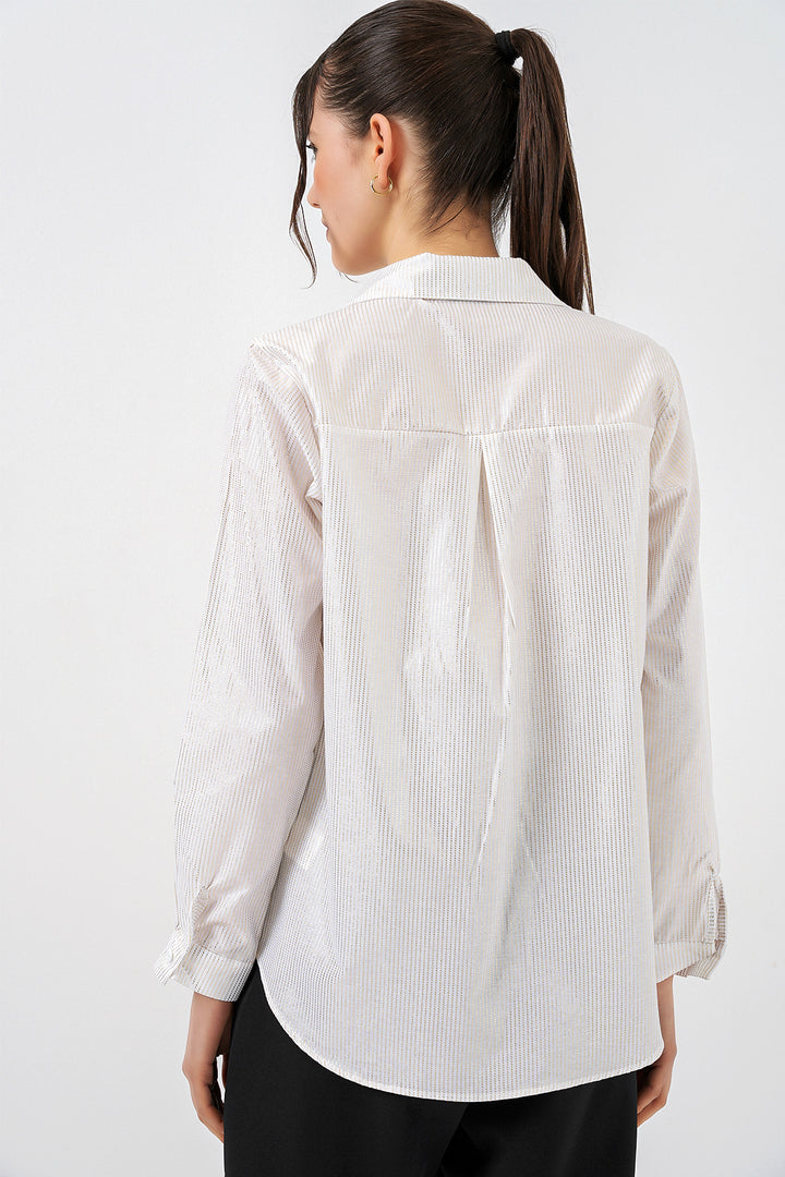 Bigdart Chemisier à motif doré femme 20253 - Blanc