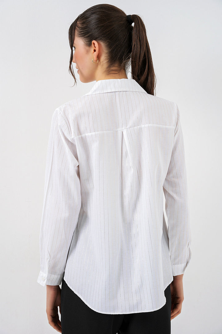 Bigdart Chemisier à motif doré femme 20253 - Blanc