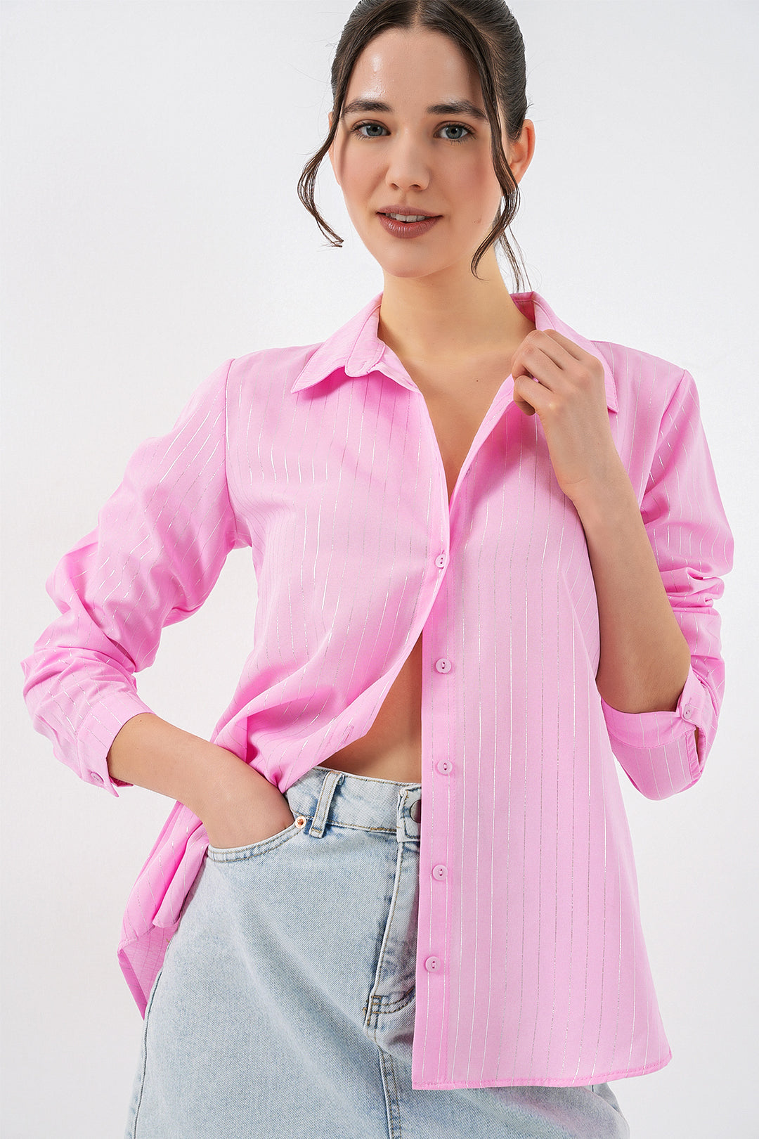 Bigdart Chemisier à motif doré femme 20253 - Rose