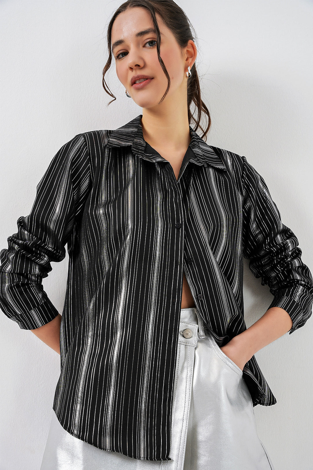 Bigdart Chemise Femme Imprimée en Noir Rayé 20253