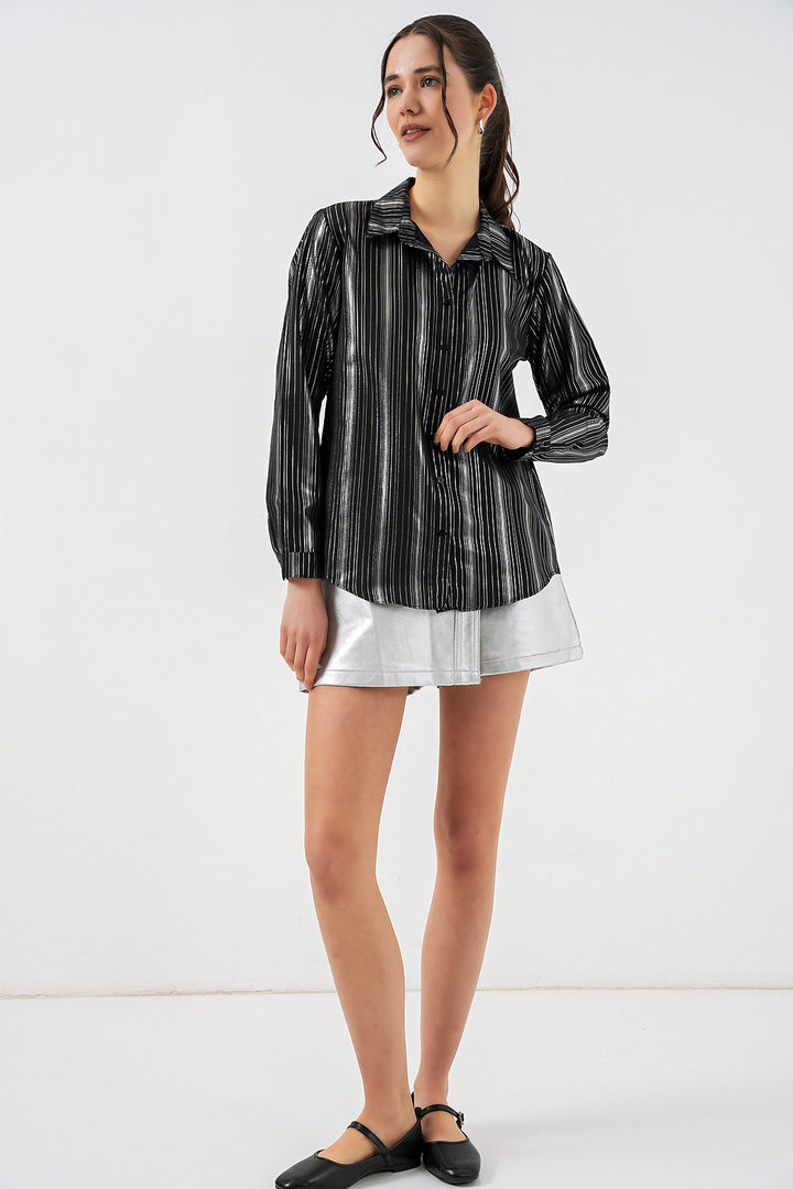 Bigdart Chemise Femme Imprimée en Noir Rayé 20253