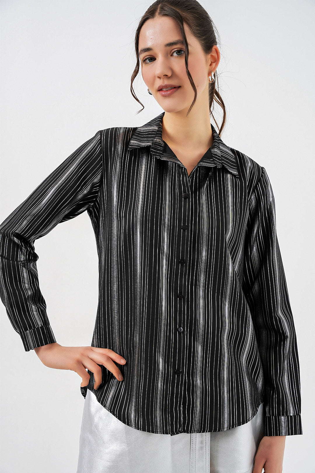 Bigdart Chemise Femme Imprimée en Noir Rayé 20253