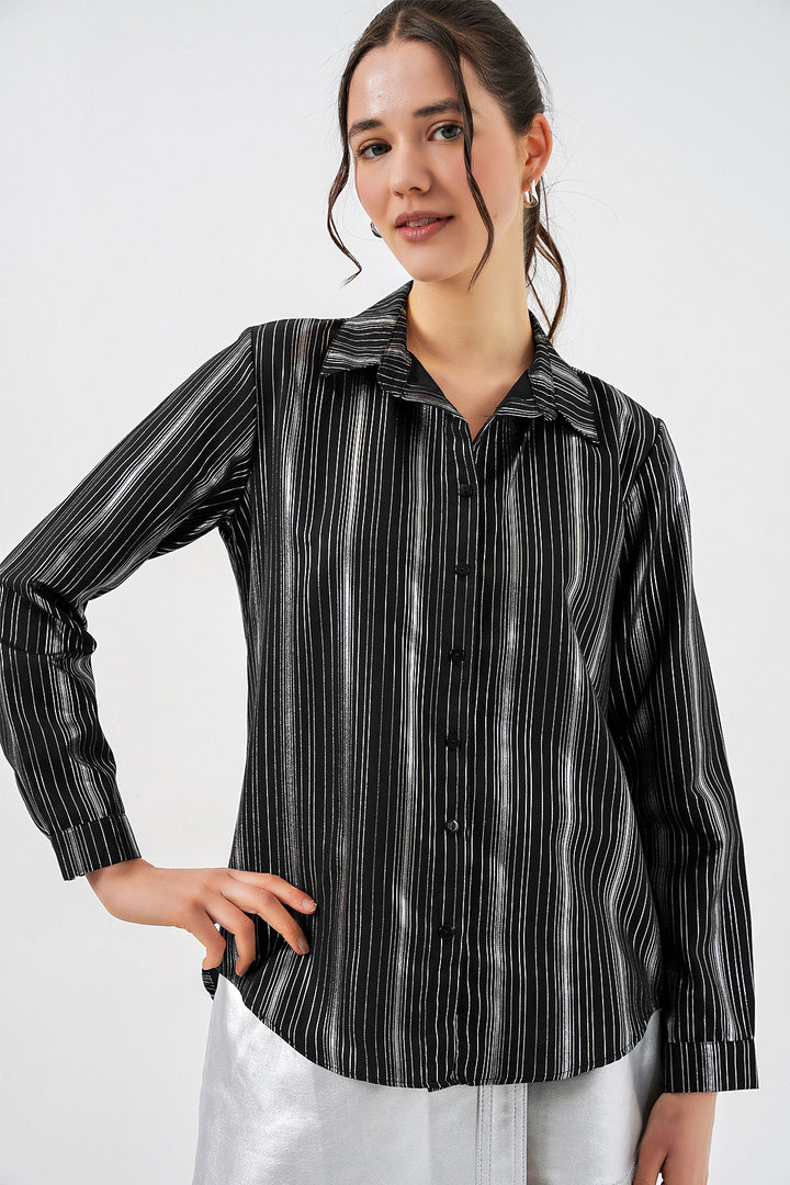 Bigdart Chemise Femme Imprimée en Noir Rayé 20253