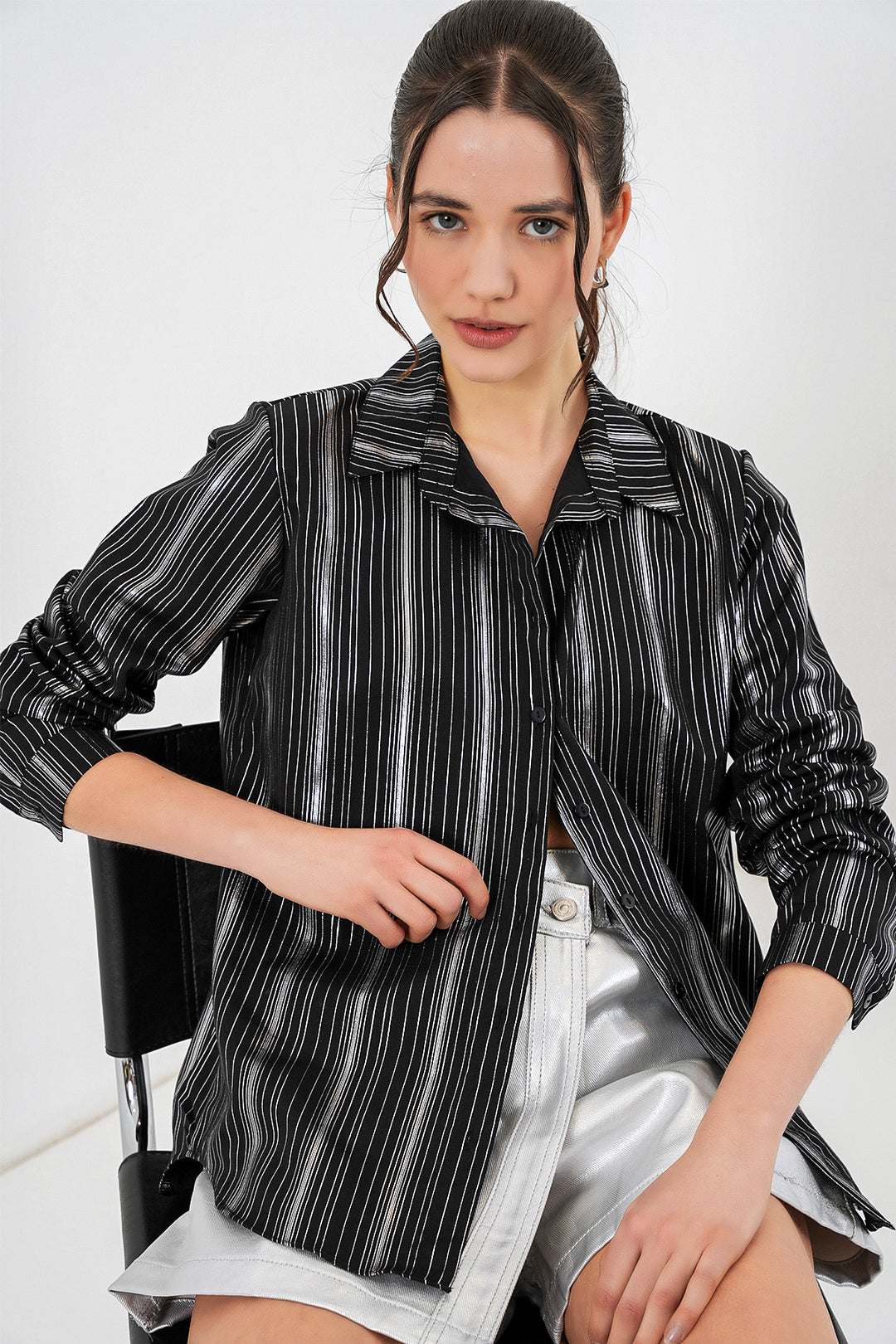 Bigdart Chemise Femme Imprimée en Noir Rayé 20253