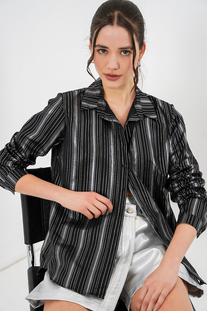 Bigdart Chemise Femme Imprimée en Noir Rayé 20253