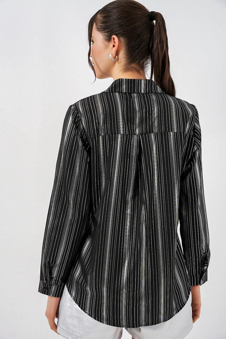 Bigdart Chemise Femme Imprimée en Noir Rayé 20253