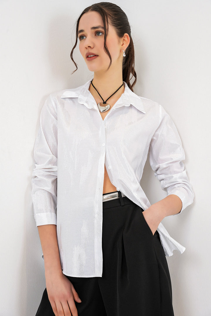Bigdart Chemise Femme Imprimée en Blanc et Argent 20253