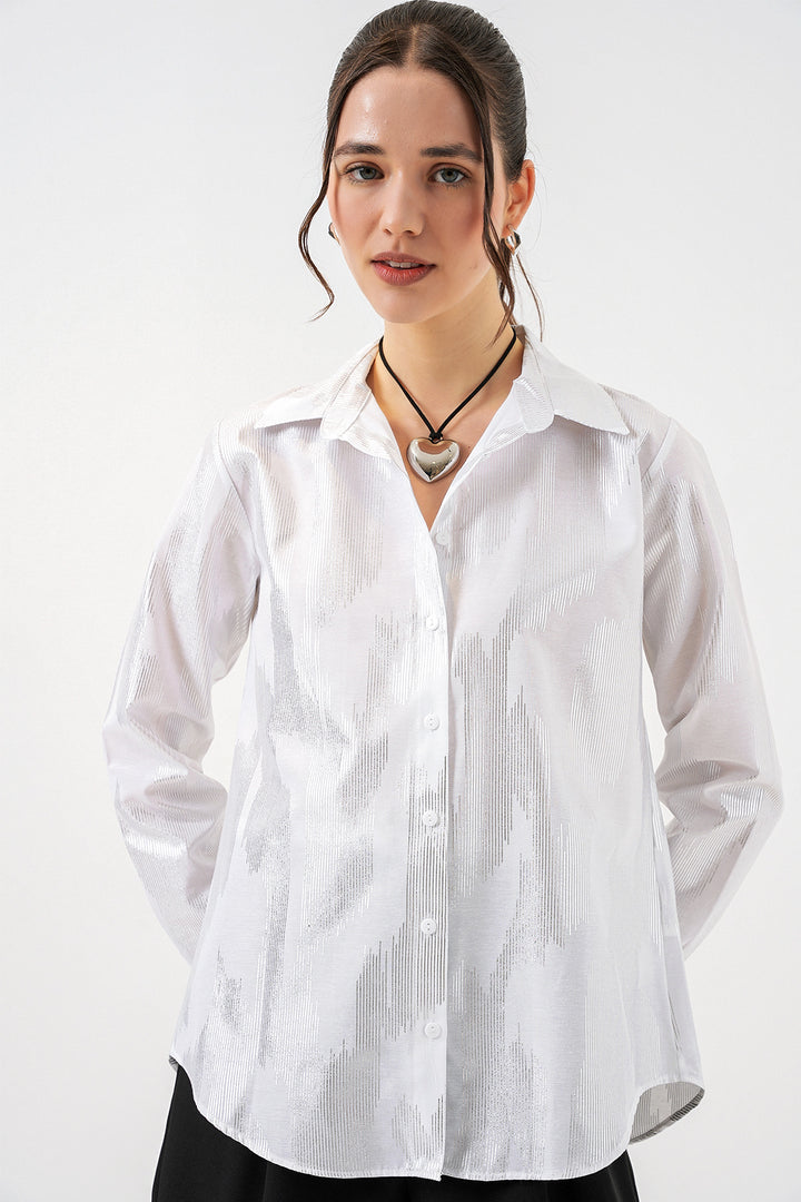 Bigdart Chemise Femme Imprimée en Blanc et Argent 20253