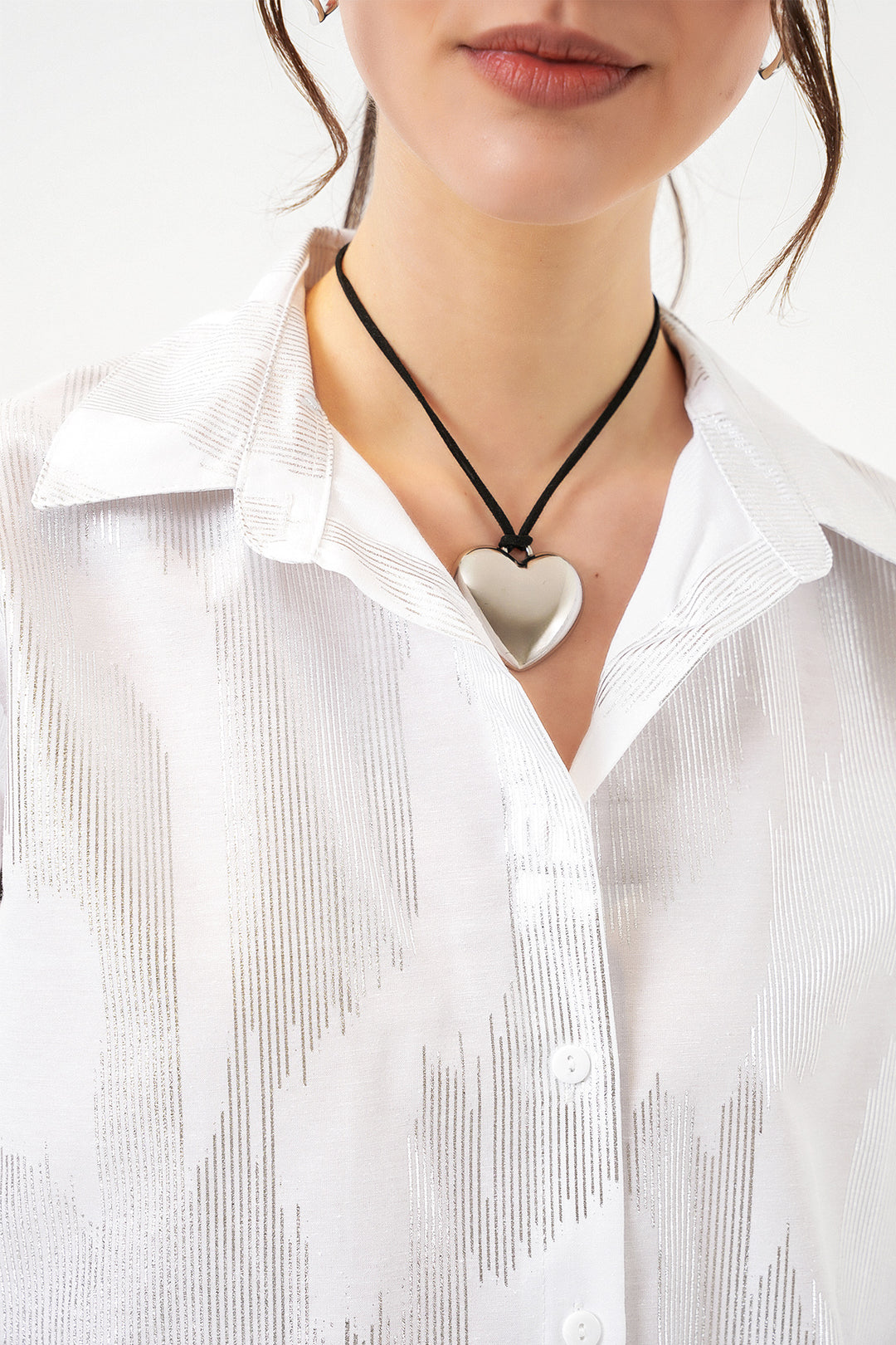 Bigdart Chemise Femme Imprimée en Blanc et Argent 20253