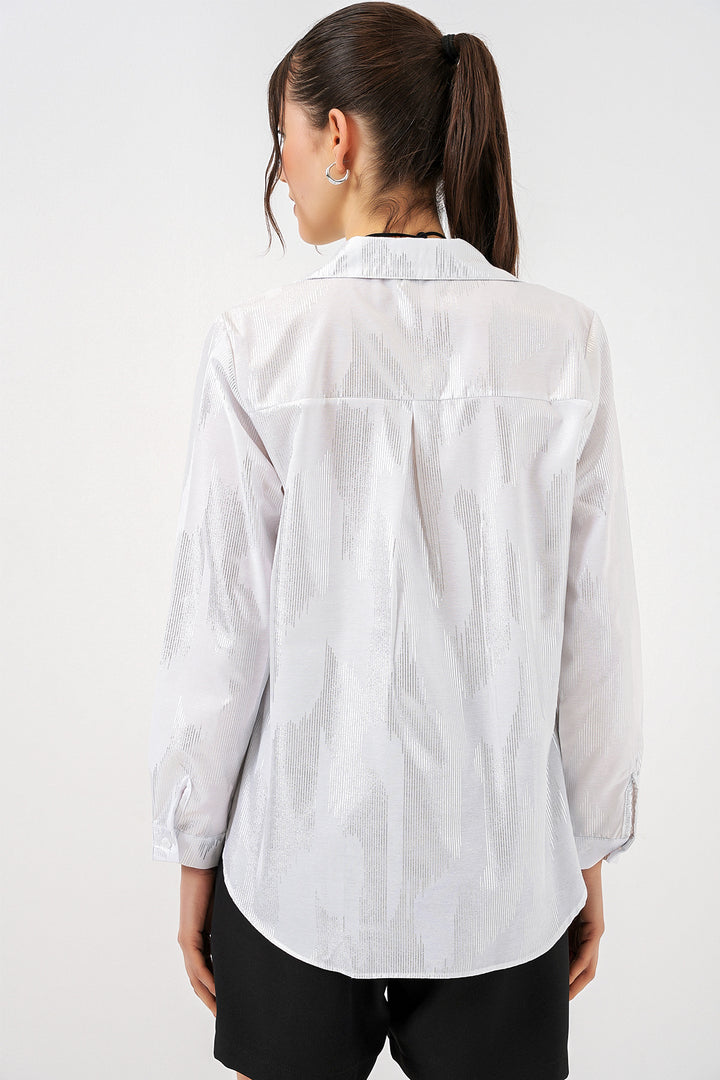 Bigdart Chemise Femme Imprimée en Blanc et Argent 20253