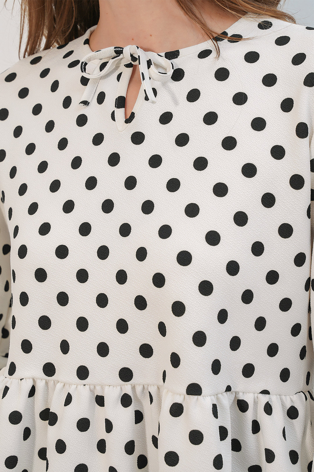 Bigdart Chemisier col noué à pois pour femme 40008 - Blanc