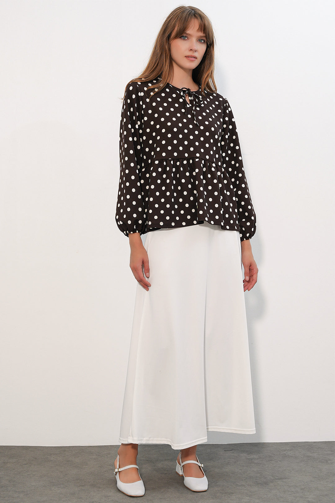 Bigdart Chemisier col noué à pois femme 40008 - Marron