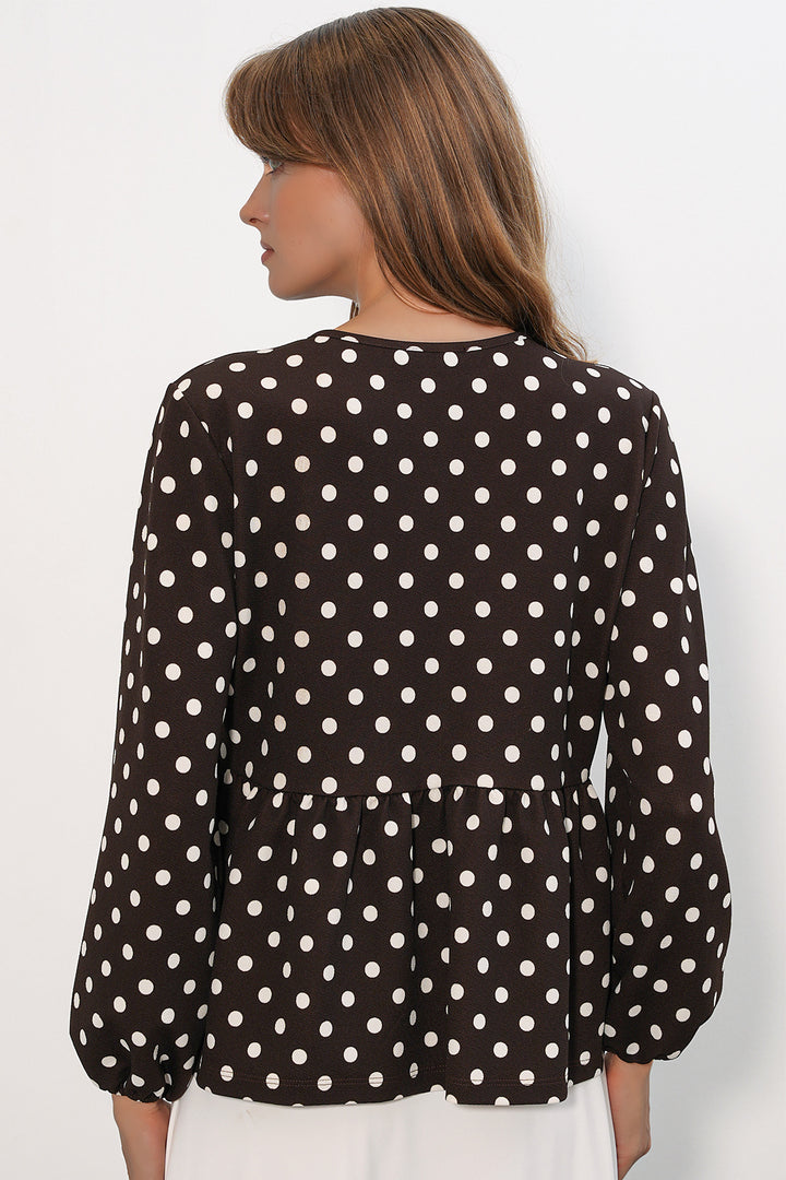 Bigdart Chemisier col noué à pois femme 40008 - Marron