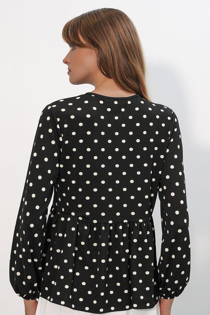Bigdart Chemisier col noué à pois pour femme 40008 - Noir