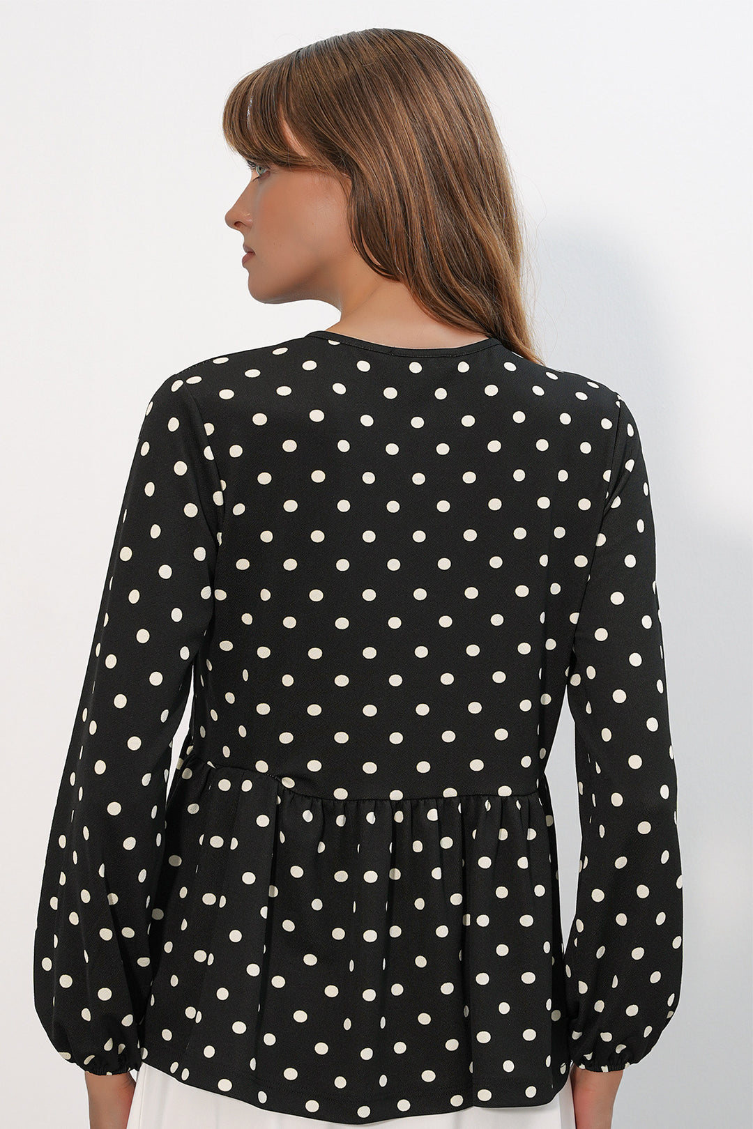 Bigdart Chemisier col noué à pois pour femme 40008 - Noir