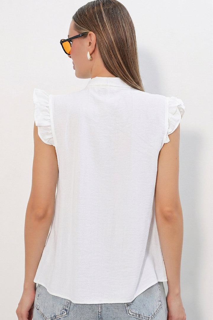 Bigdart Chemisier sans manches à nouer pour femme 40038 - Blanc