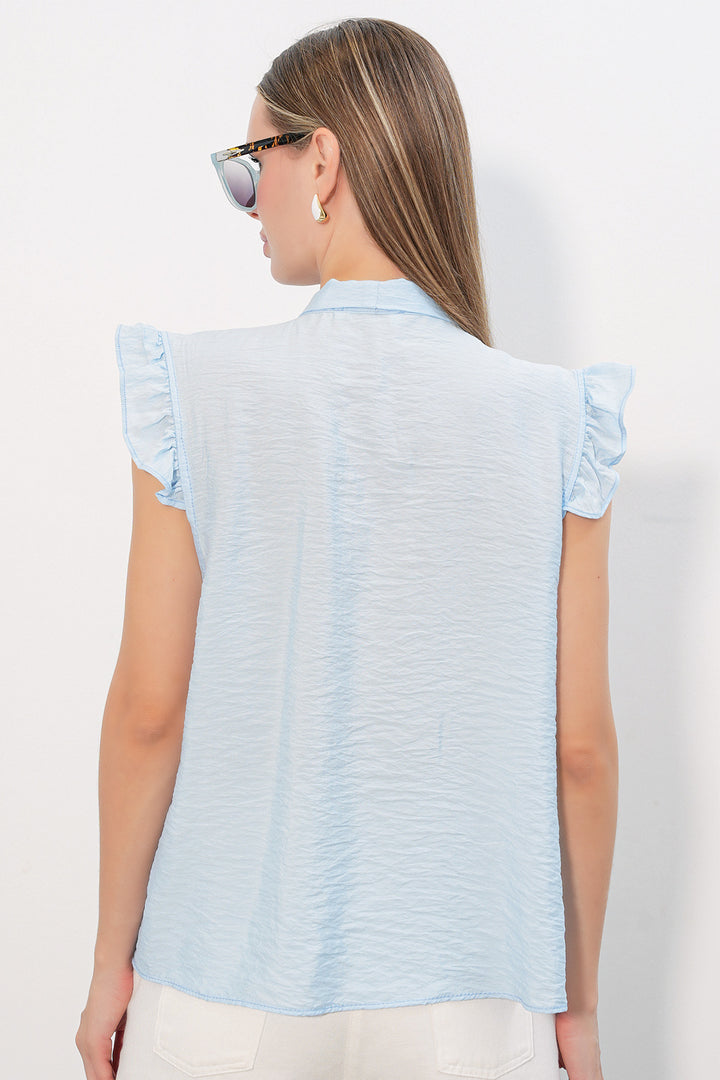 Bigdart Chemisier sans manches à col noué pour femme 40038 - Bleu