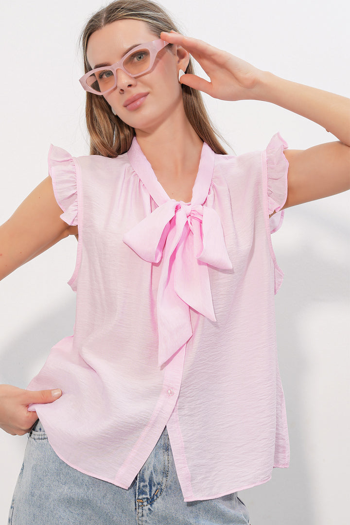 Bigdart Chemise sans manches avec détail de col à nouer femme 40038 - Rose