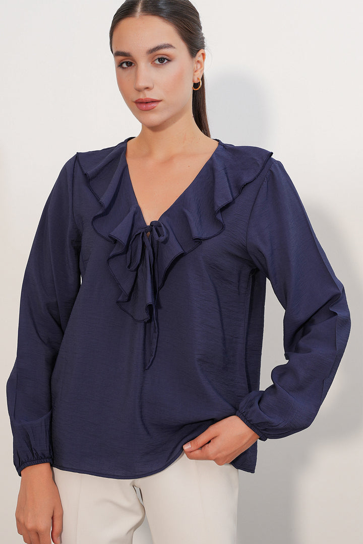 Bigdart Blouse à détails de col pour femme 40034 - Bleu marine