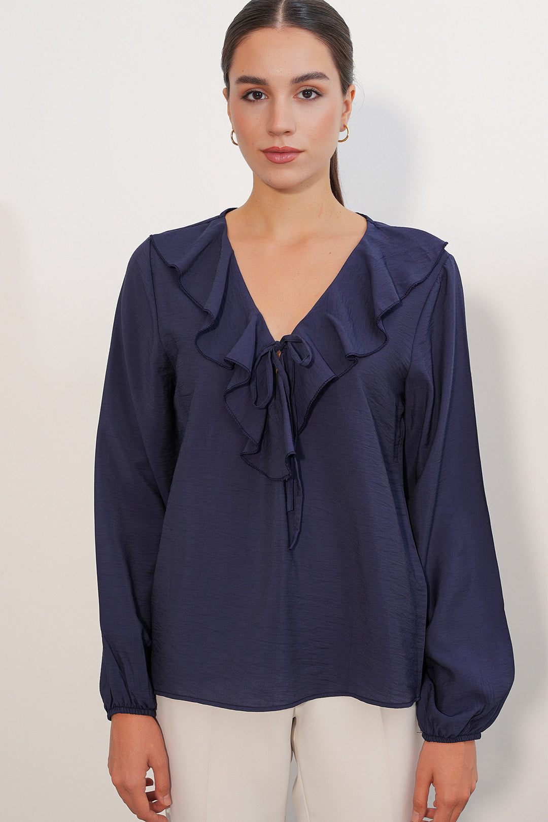 Bigdart Blouse à détails de col pour femme 40034 - Bleu marine
