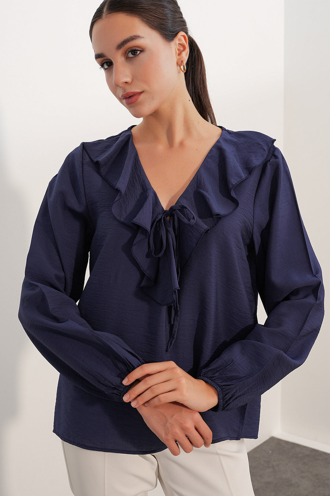 Bigdart Blouse à détails de col pour femme 40034 - Bleu marine
