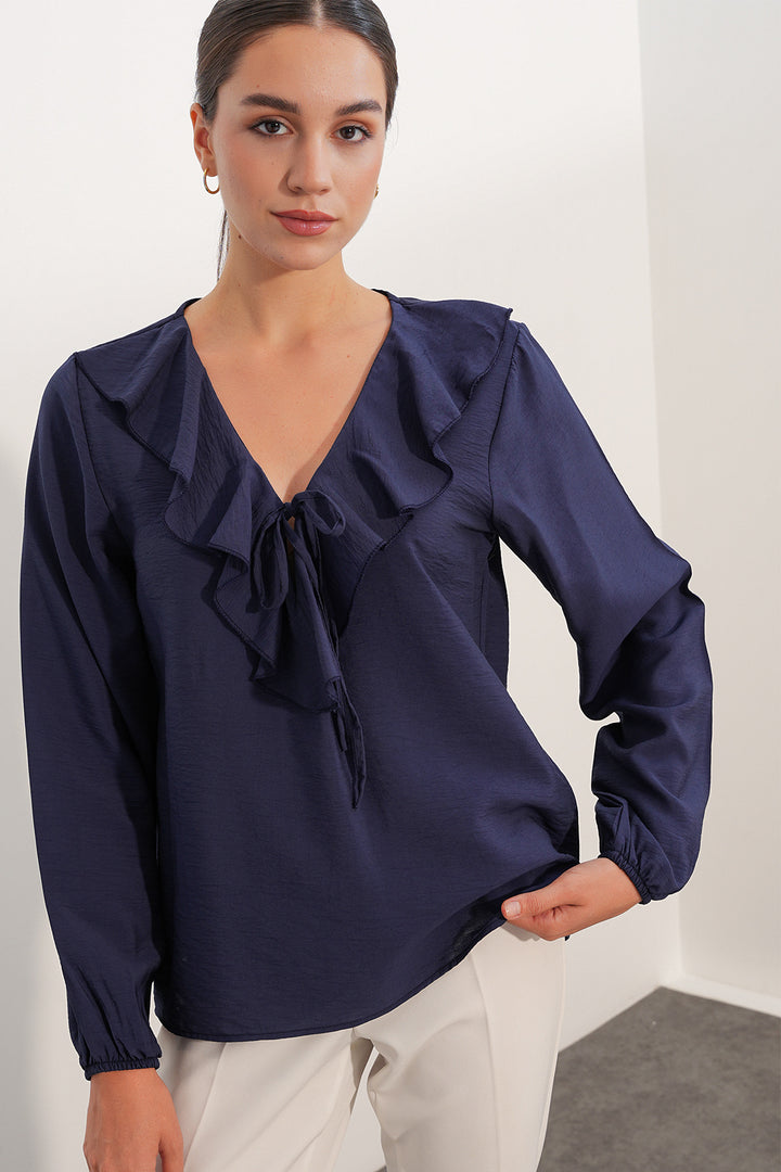 Bigdart Blouse à détails de col pour femme 40034 - Bleu marine