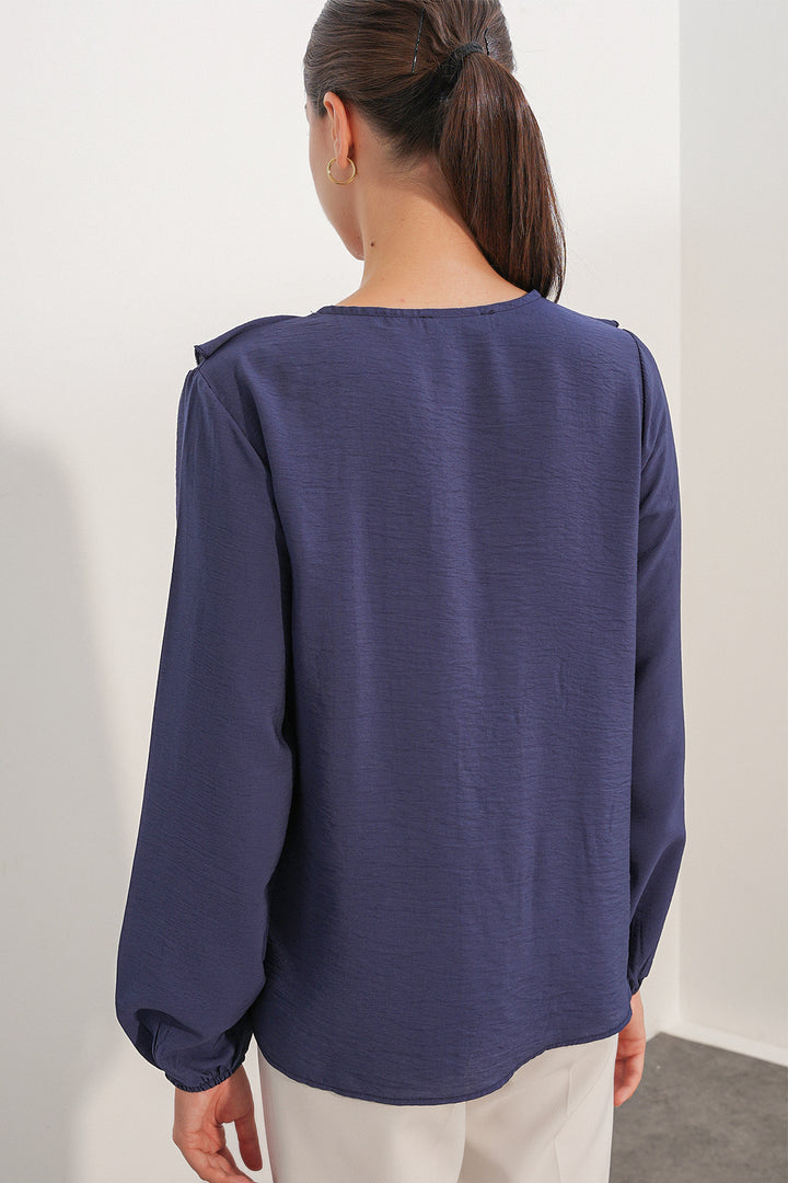 Bigdart Blouse à détails de col pour femme 40034 - Bleu marine