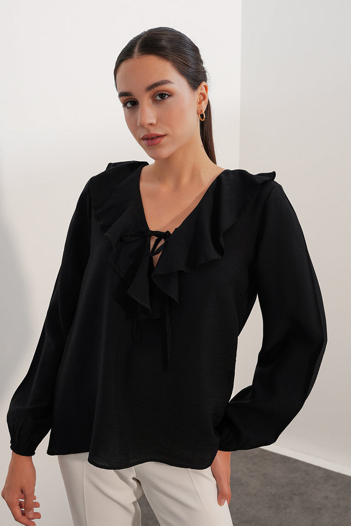 Bigdart Blouse Femme Détail Col 40034 - Noir